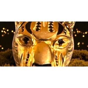 Heavy Sterling Silver Gold Plated Vermeil 3D Black Rhinestone Tiger Pendant 28gr